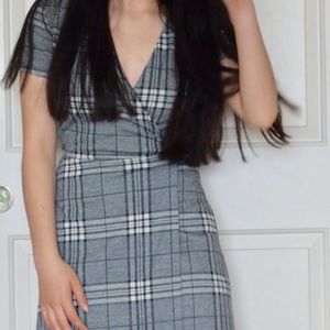 ZARA thick plaid checkered checked wrap dress